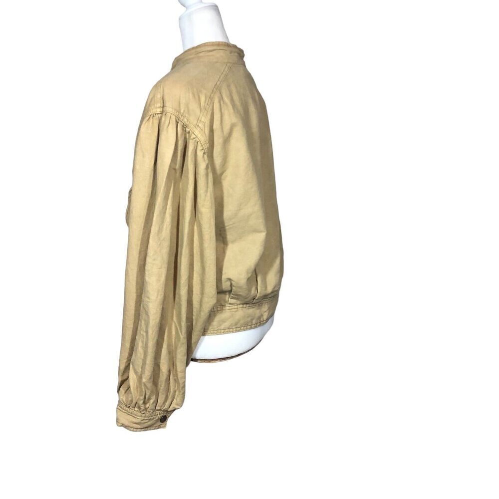 Free People Jacket Womens‎ Size M Tan Fawn Poet Puff Sleeve Utility Bomber Coat - Picture 11 of 14